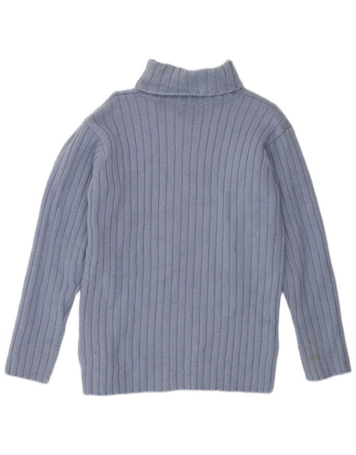 Sweter damski JIGSAW z wywijanym dekoltem UK 14 Średni niebieski wełniany