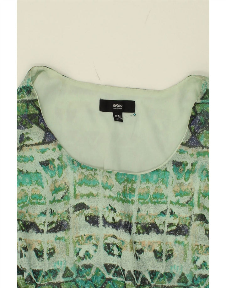 MOSSIMO Womens Sleeveless Abstract Pattern A-Line Dress UK 12 Medium Green Vintage Mossimo and Second-Hand Mossimo from Messina Hembry 