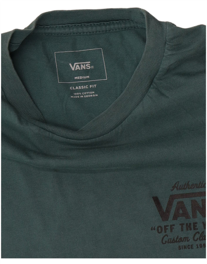 Męski T-shirt Vans o klasycznym kroju z grafiką, średniej wielkości, zielony, bawełniany