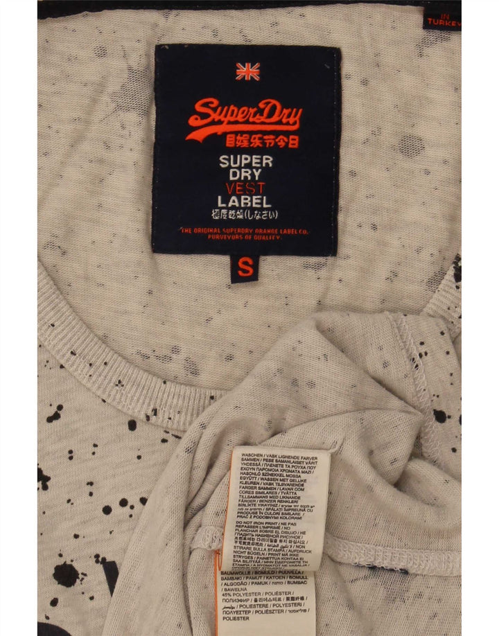 Męski top z kamizelką Superdry z grafiką, mały, szary, bawełniany w cętki