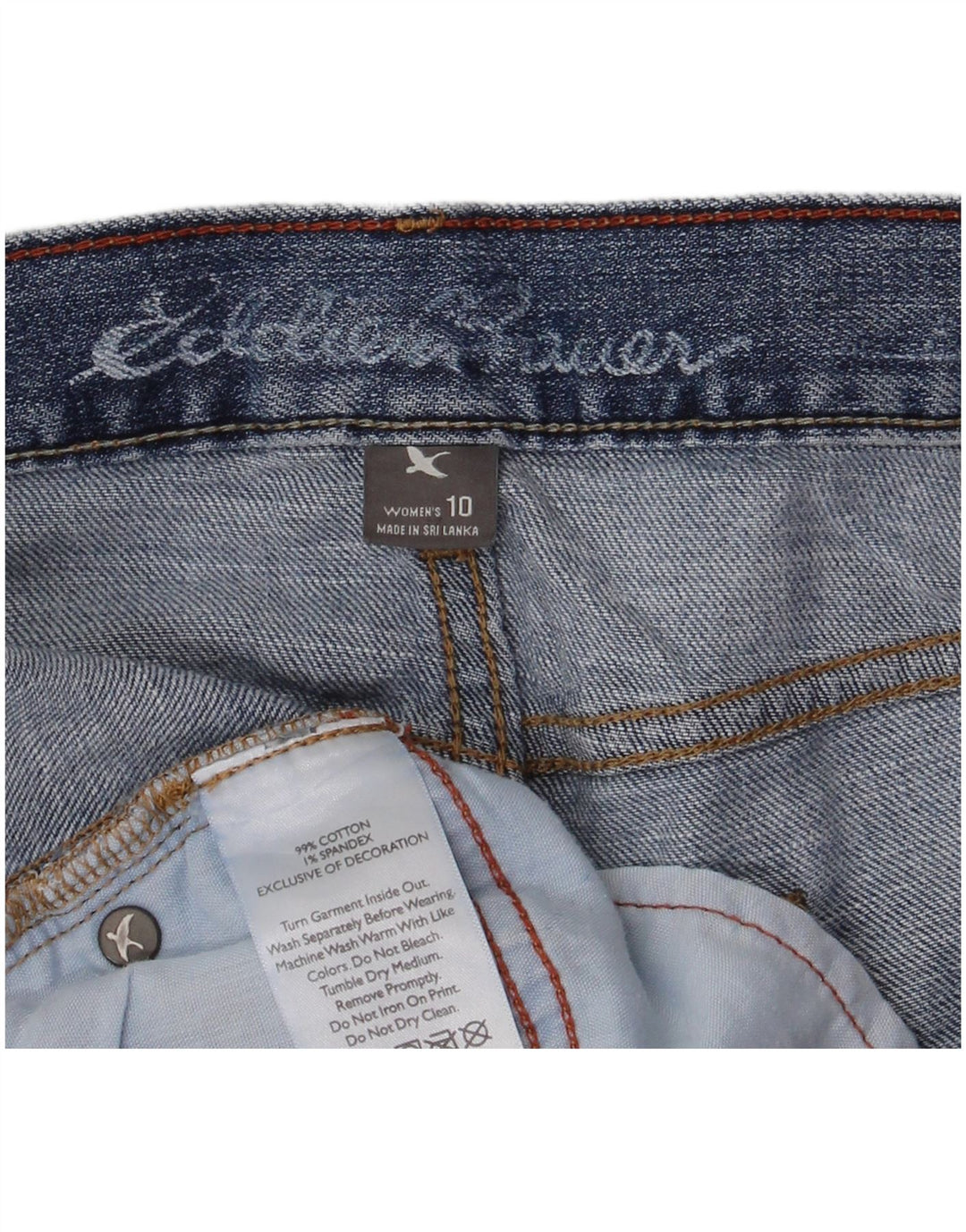 Damskie spodenki jeansowe Eddie Bauer US 12, duże, W34, niebieska bawełna