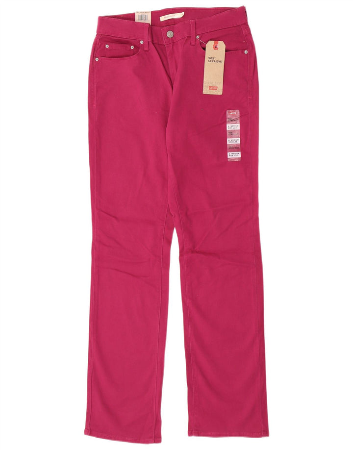Damskie jeansy Levi's 505 ze średnim stanem US 6 Medium W28 L32 Różowa bawełna