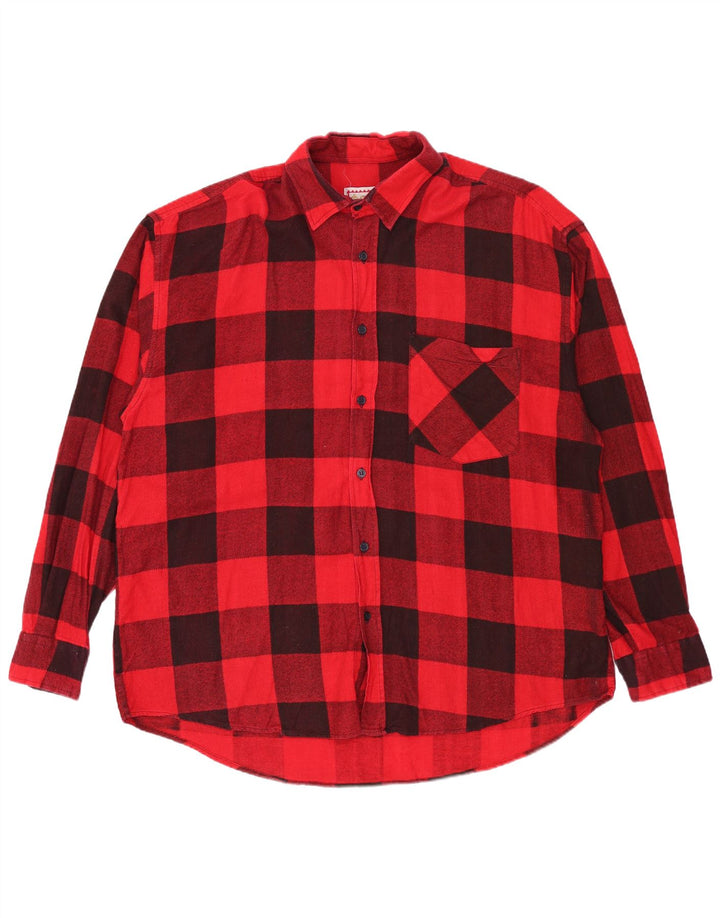 Vintage męska koszula flanelowa XL, czerwona bawełniana kratka