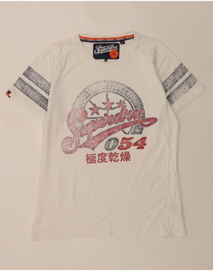 Męski T-shirt z grafiką Superdry, duży, biały, bawełniany