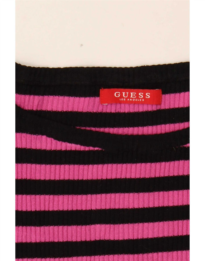 Damski top Guess z długim rękawem UK 8 w małe różowe paski