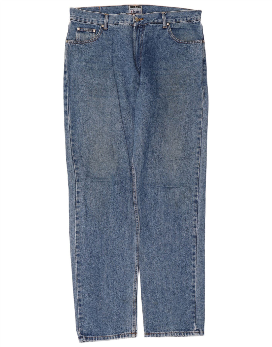 Vintage męskie proste dżinsy W38 L34 niebieska bawełna