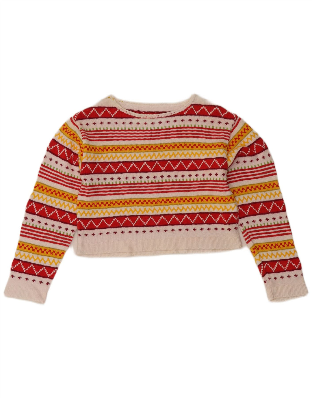 Sweter damski w stylu vintage z dekoltem w łódkę UK 12, średni, wielobarwny