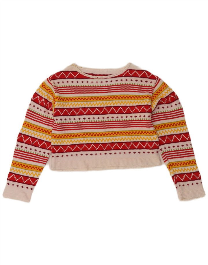 Sweter damski w stylu vintage z dekoltem w łódkę UK 12, średni, wielobarwny
