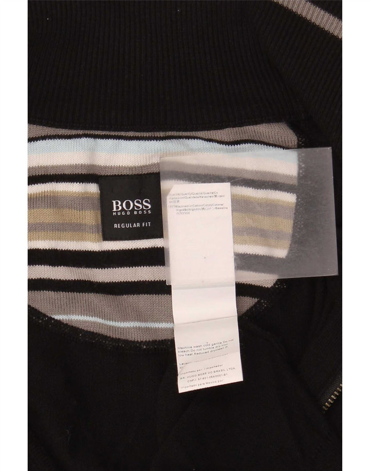 Męski sweter rozpinany Hugo Boss o regularnym kroju, duży, czarny, bawełniany