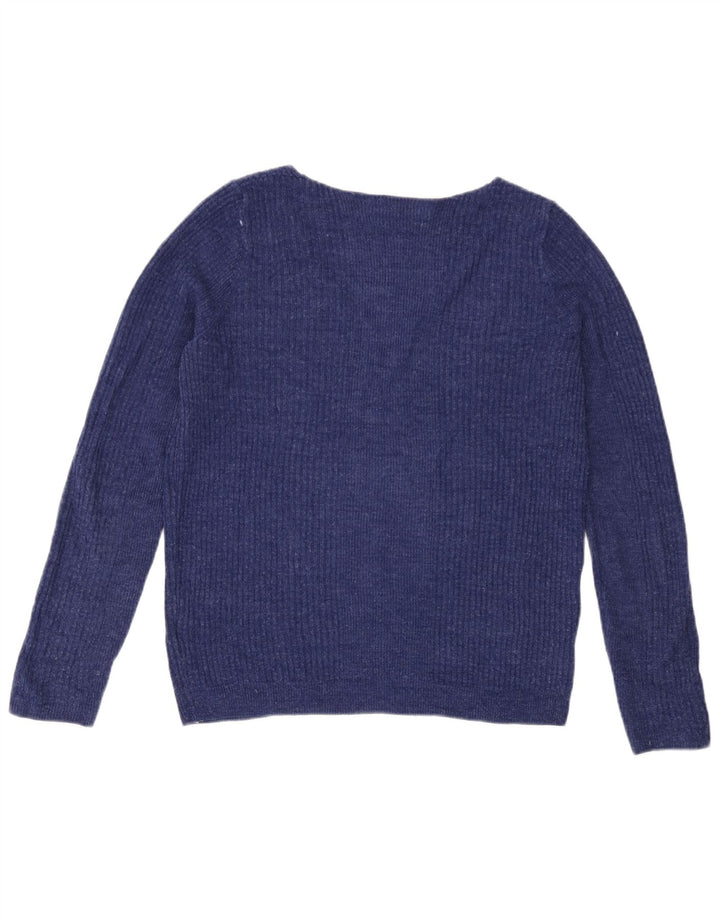 Marks & Spencer Damski sweter z dekoltem w kształcie litery V, UK 14, średni niebieski nakrapiany