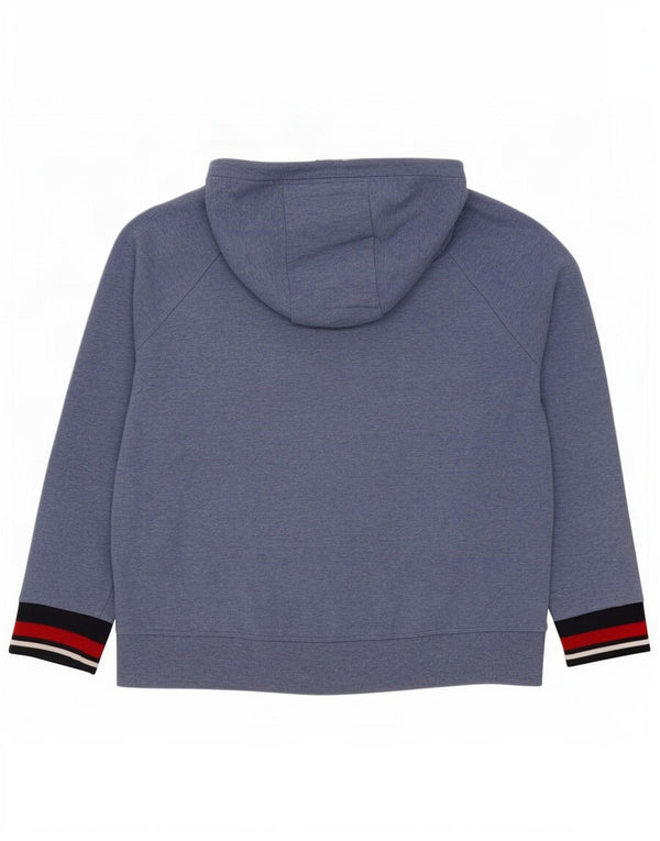 Damska bluza z kapturem Tommy Hilfiger z grafiką UK 16, duża, niebieska, z blokami kolorów