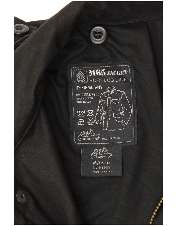 Męska kurtka wojskowa w stylu vintage o regularnym kroju UK 38, średnia czarna bawełna