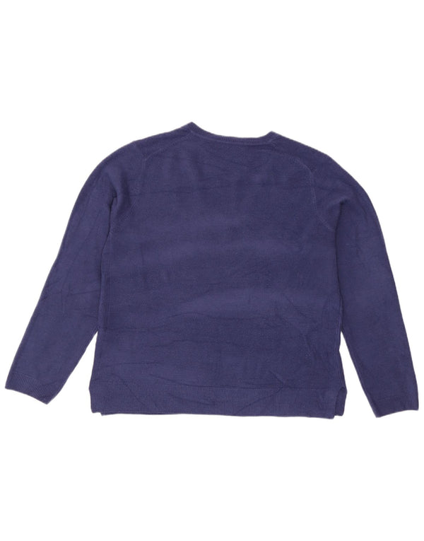 Marks & Spencer Damski sweter z dekoltem w kształcie litery V, UK 14, duży niebieski akryl