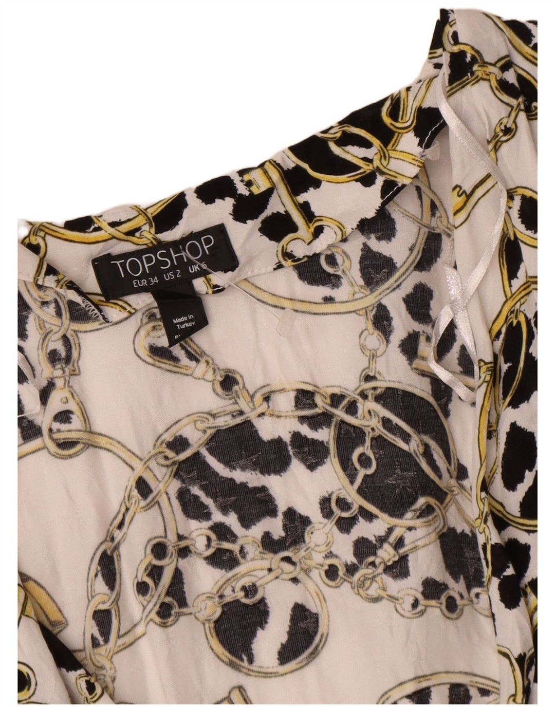 Topshop damski oversize'owy kardigan z abstrakcyjnym wzorem, UK 6 XS, biały