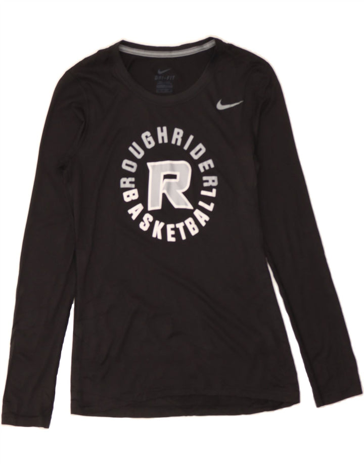 NIKE Mens Dri Fit Graphic Top Long Sleeve XS Black Polyester Vintage Nike and Second-Hand Nike from Messina Hembry 