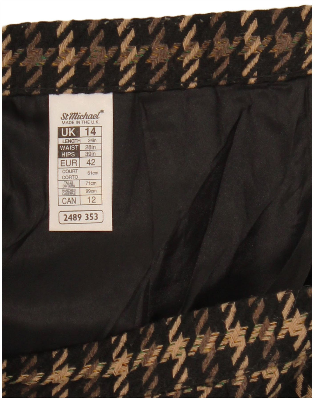 Marks & Spencer Damska spódnica ołówkowa UK 14 Medium W28 Brązowa kratka akrylowa