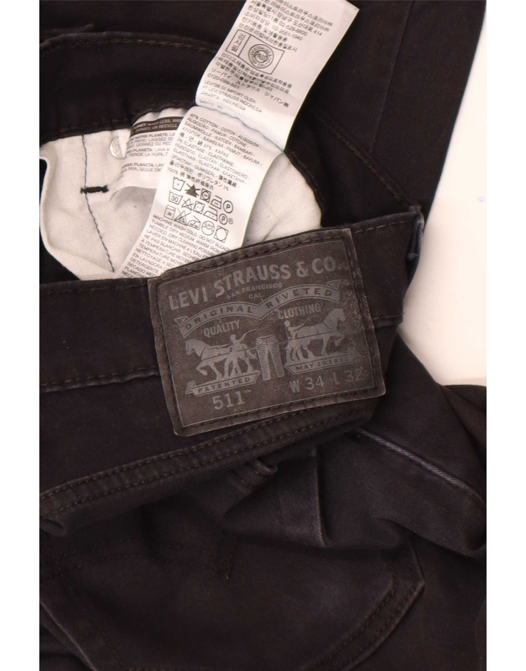 Męskie jeansy Levi's 511 Slim W34 L32 Czarna bawełna