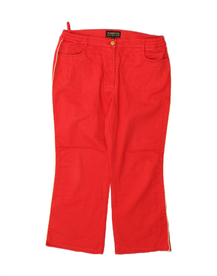POMPOOS Womens Bootcut Casual Trousers EU 42 Large W36 L26 Red Cotton Vintage Pompoos and Second-Hand Pompoos from Messina Hembry 