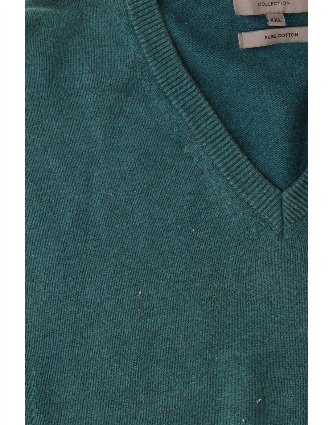 Marks & Spencer Męski sweter z dekoltem w kształcie litery V, 2XL, niebieski, bawełniany