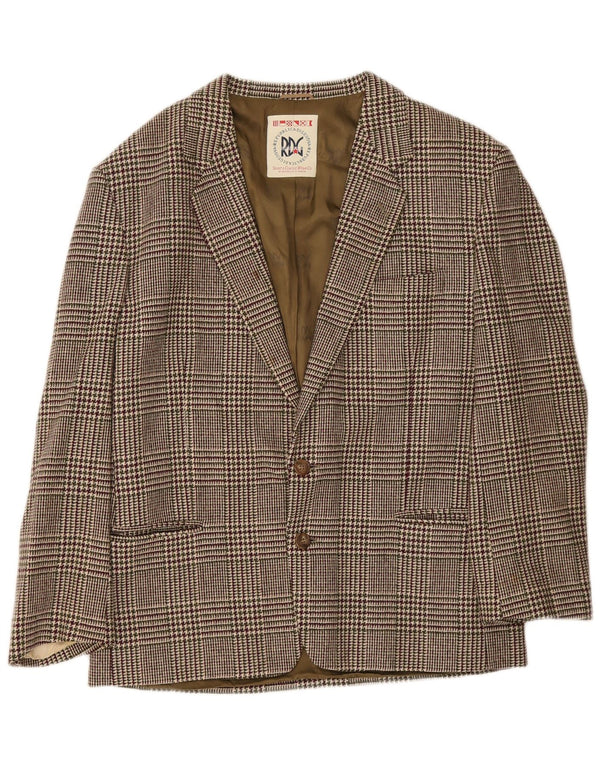 Vintage męska marynarka IT 52 XL Burgundowa wełna w pepitkę