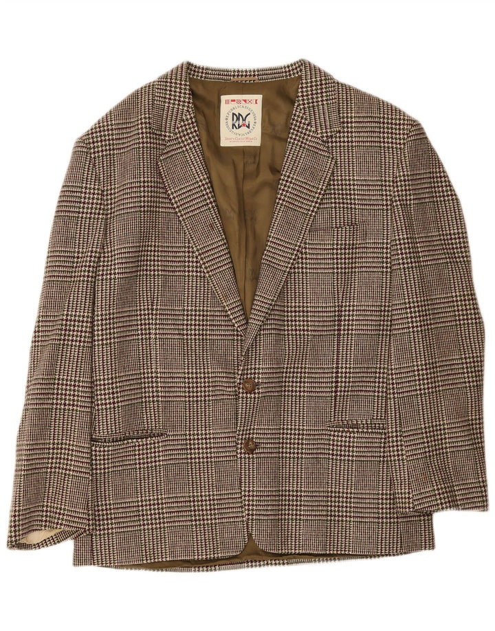 Vintage męska marynarka IT 52 XL Burgundowa wełna w pepitkę
