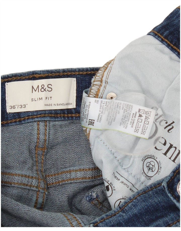 Marks & Spencer Męskie jeansy slim W36 L33 Niebieskie bawełniane