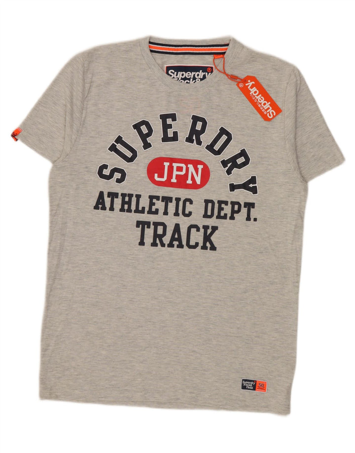 Męski T-shirt z grafiką Superdry, duży, szary, bawełniany