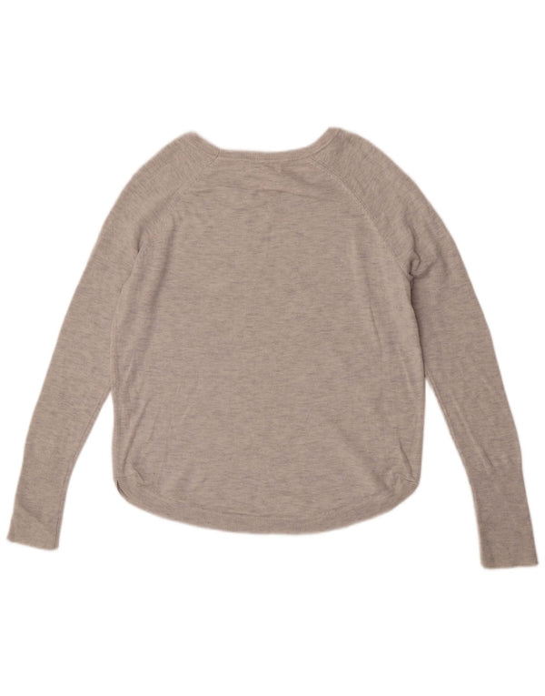 Damski sweter z dekoltem w łódkę White Label UK 10, mały, szary nakrapiany