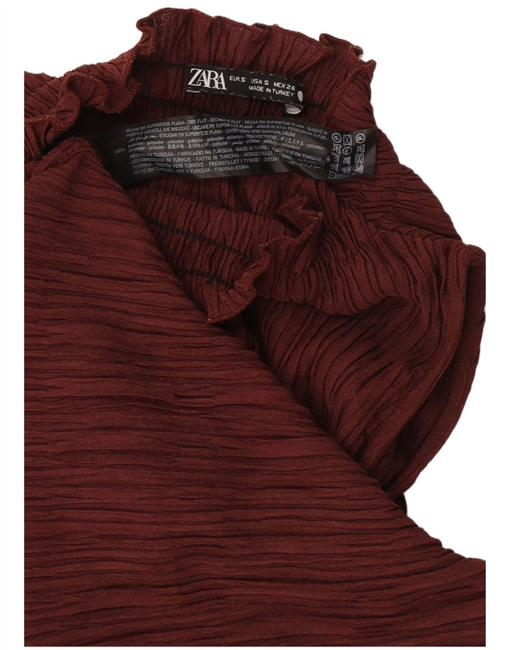 Damski top Zara Halter UK 10, mały, bordowy poliester