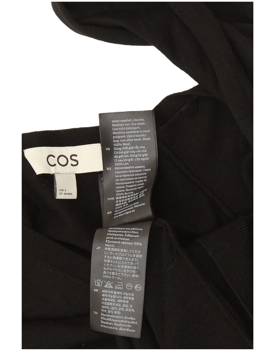 Cos Damski sweter oversize z dekoltem w kształcie litery V, UK 10, mała czarna wełna