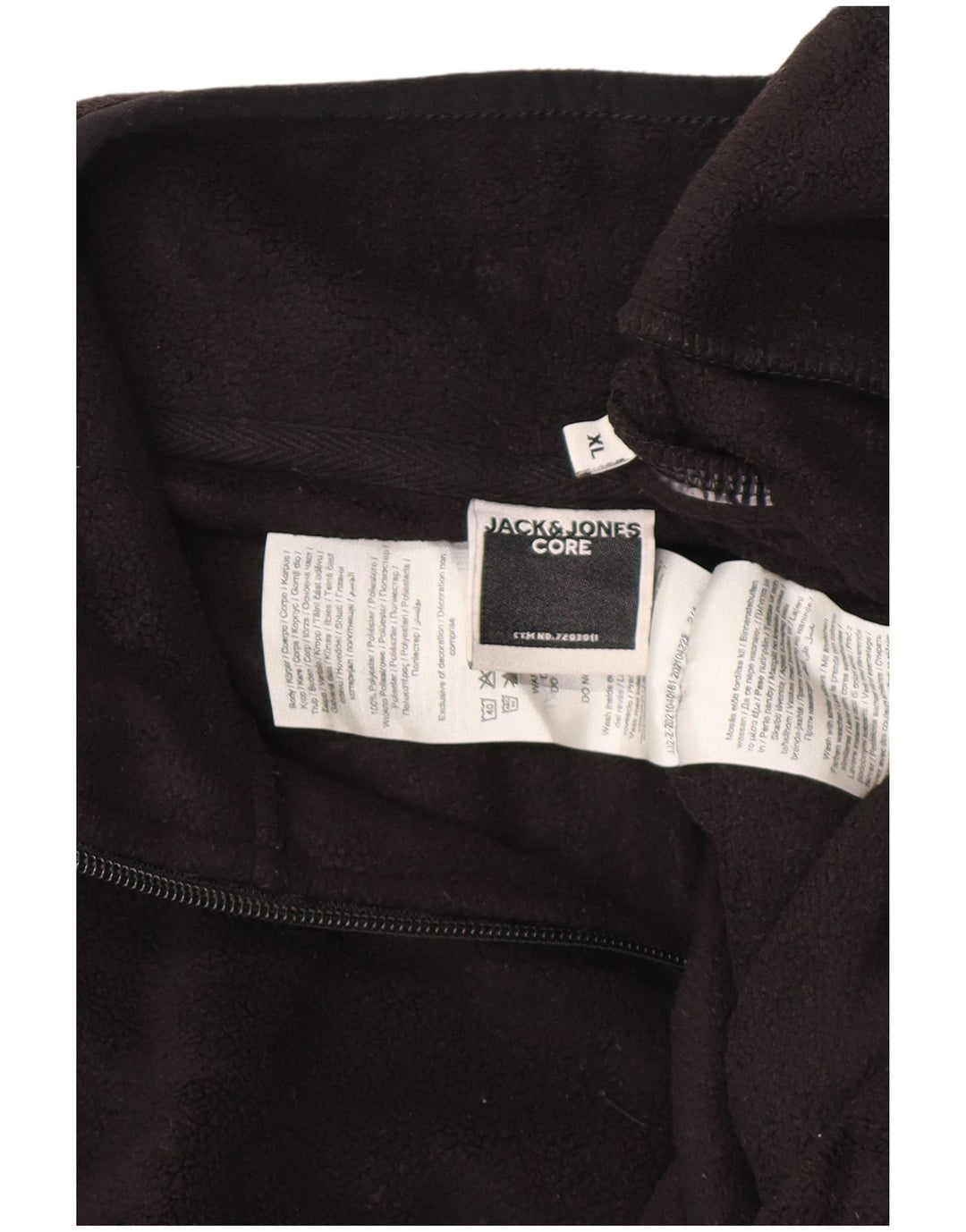 Męski sweter polarowy JACK & JONES XL, czarny, poliestrowy, zapinany na zamek
