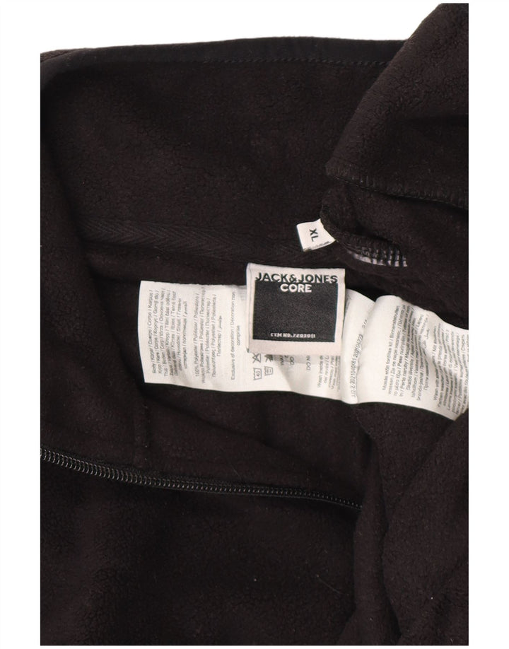 Męski sweter polarowy JACK & JONES XL, czarny, poliestrowy, zapinany na zamek