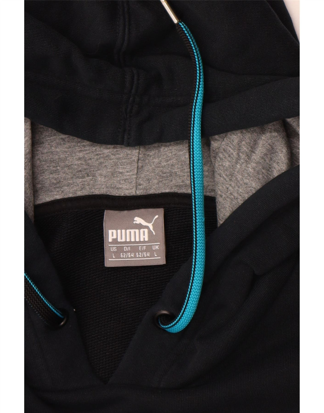 Męski sweter z kapturem i grafiką PUMA, duży, czarny, bawełniany z blokami kolorów