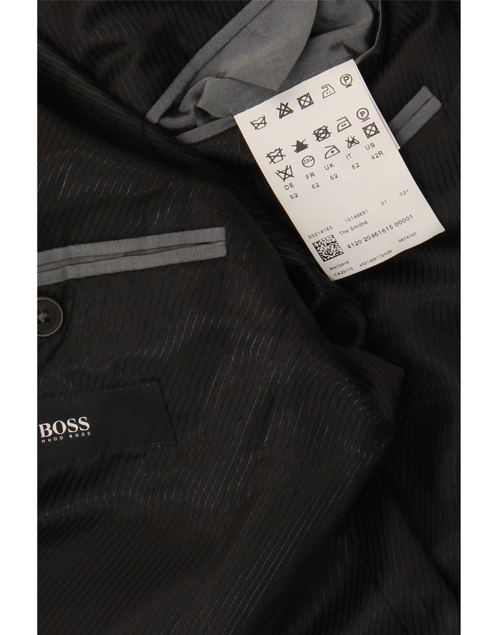 Męska marynarka zapinana na 2 guziki Hugo Boss EU 52 XL Szara dziewicza wełna