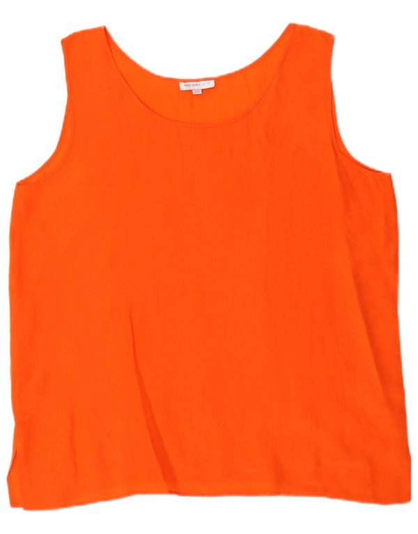 Damska bluzka bez rękawów w stylu vintage, UK 20 2XL, pomarańczowy jedwab