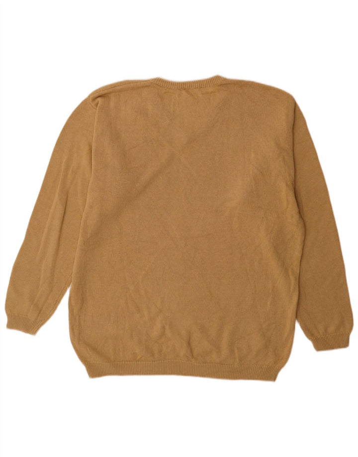 Męski sweter Fred Perry z dekoltem w kształcie litery V, XL, beżowa, bawełniana