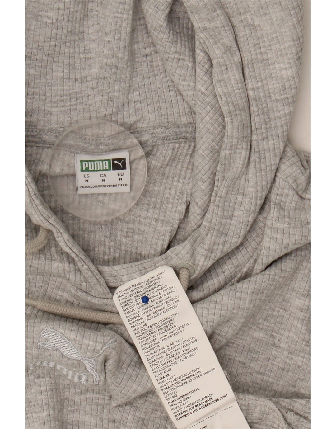 Damska bluza z kapturem Puma, oversize, UK 14, średnia szara bawełna