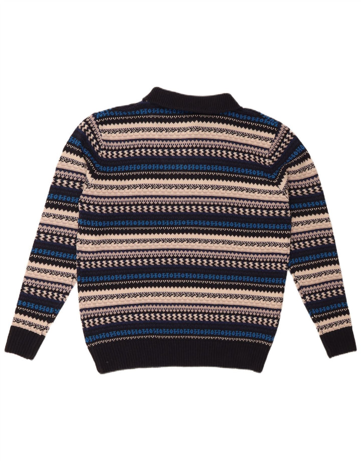 Męski sweter z zamkiem w stylu VINTAGE, średni, wielobarwny, akrylowy, w paski