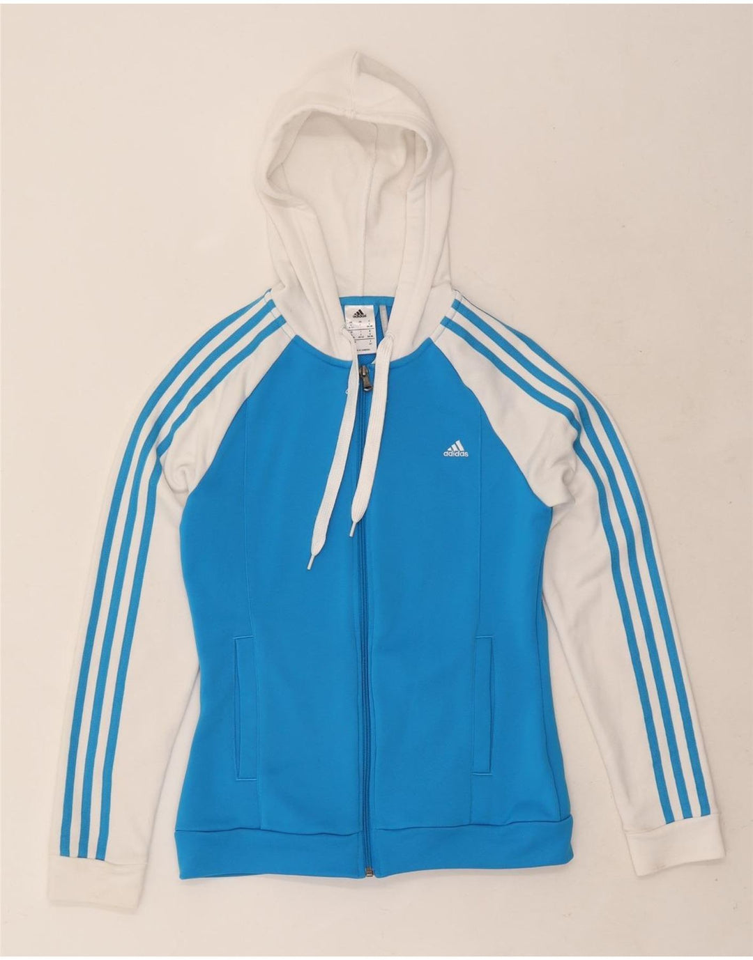 Damska bluza z kapturem Adidas Climalite Zip UK 8/10 Mały niebieski poliester