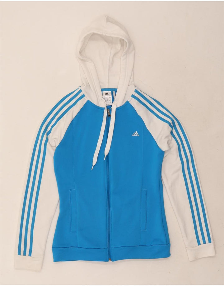 Damska bluza z kapturem Adidas Climalite Zip UK 8/10 Mały niebieski poliester