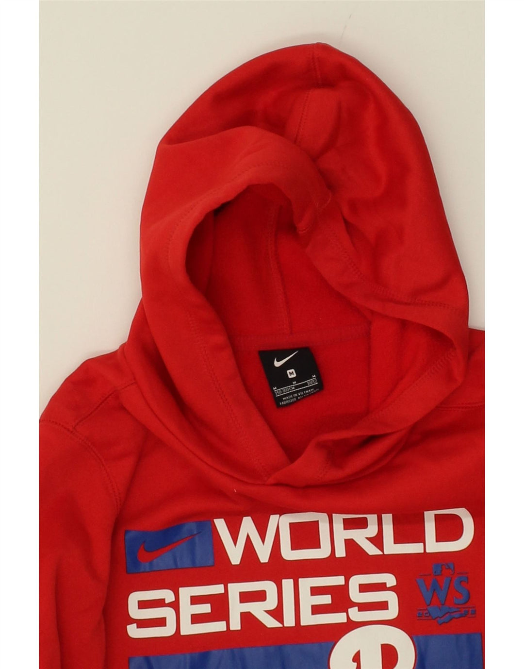 NIKE Boys Graphic Hoodie Jumper 10-11 Years Medium Red Polyester Vintage Nike and Second-Hand Nike from Messina Hembry 
