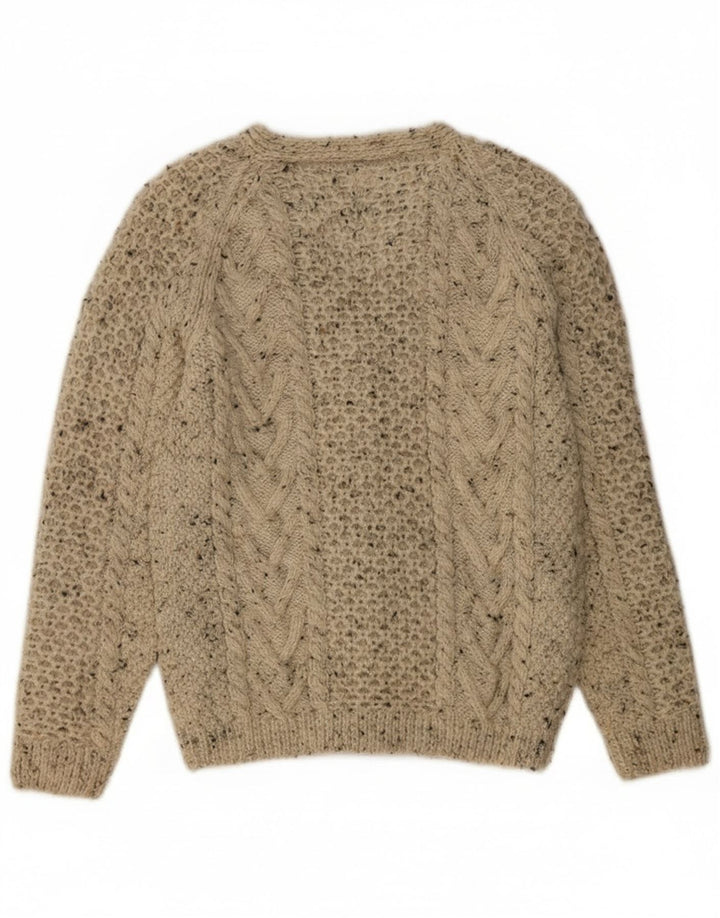 Sweter damski w stylu vintage, UK 12, średnioszary, wełniany w cętki