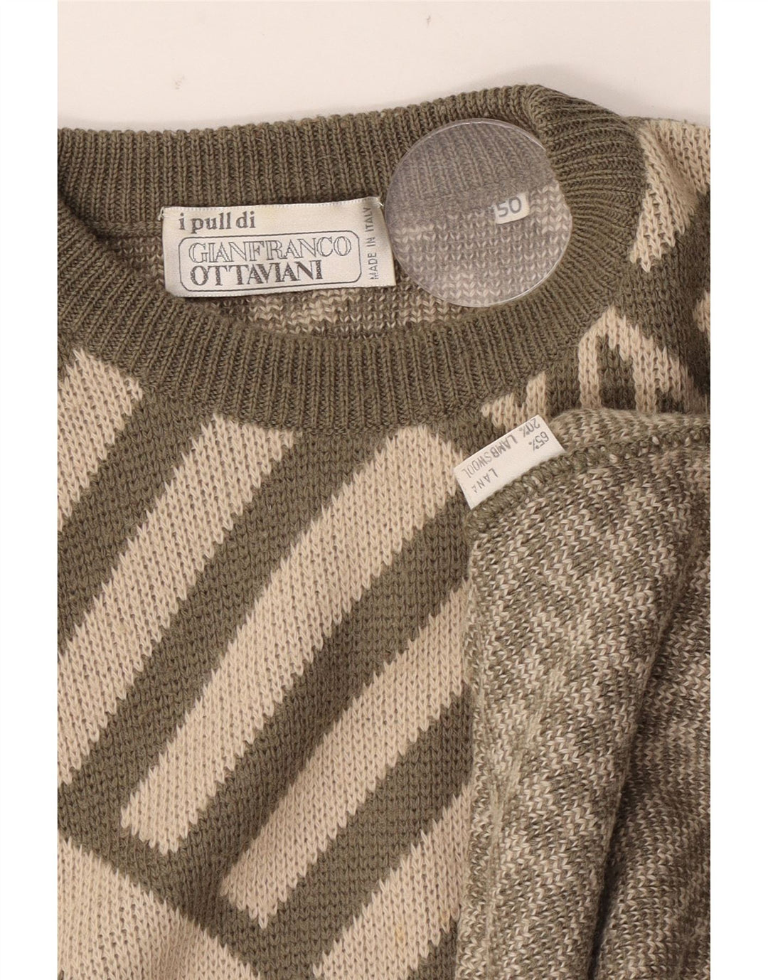 Męski sweter z okrągłym dekoltem Gianfranco Ottaviani IT 50, średni khaki