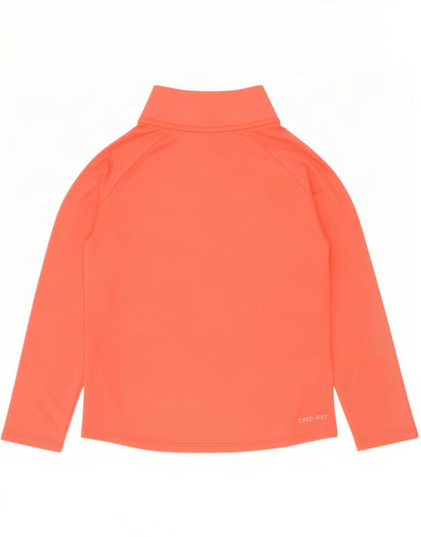 Nike Girls Dri Fit Zip Neck Pullover Tracksuit Top 6-7 Years Large Orange