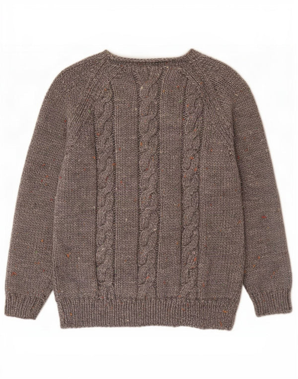 Vintage męski sweter z dekoltem w łódkę, mały szary nakrapiany