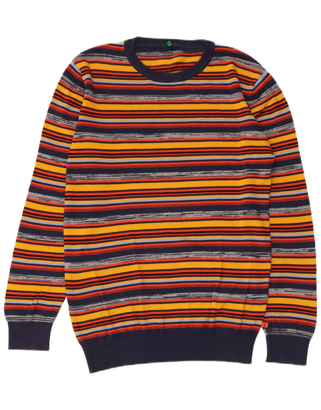 Męski sweter z wycięciem pod szyją Benetton Średnie, wielokolorowe, bawełniane paski