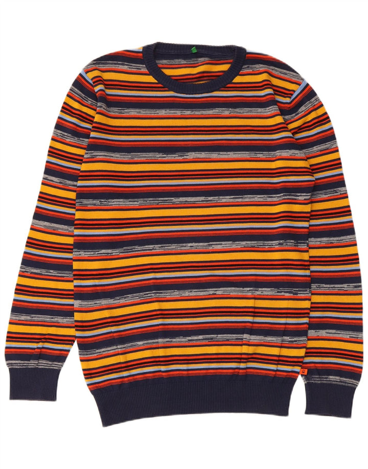 Męski sweter z wycięciem pod szyją Benetton Średnie, wielokolorowe, bawełniane paski