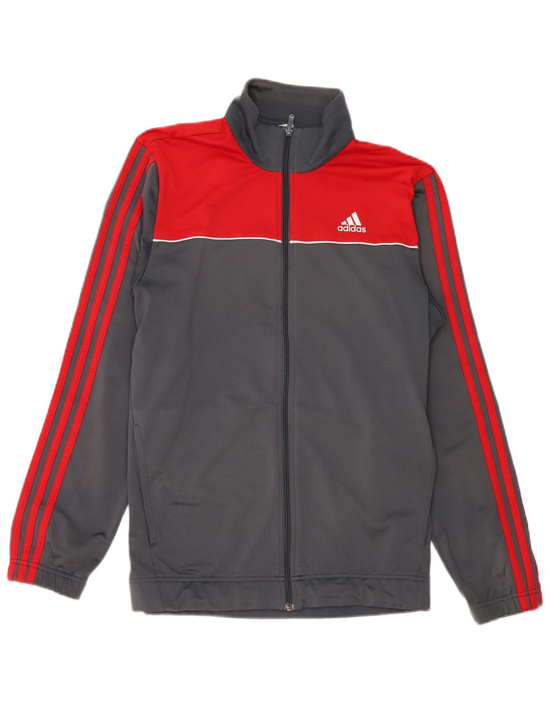 Męska kurtka dresowa ADIDAS, średniej szarości, poliester z blokami kolorów