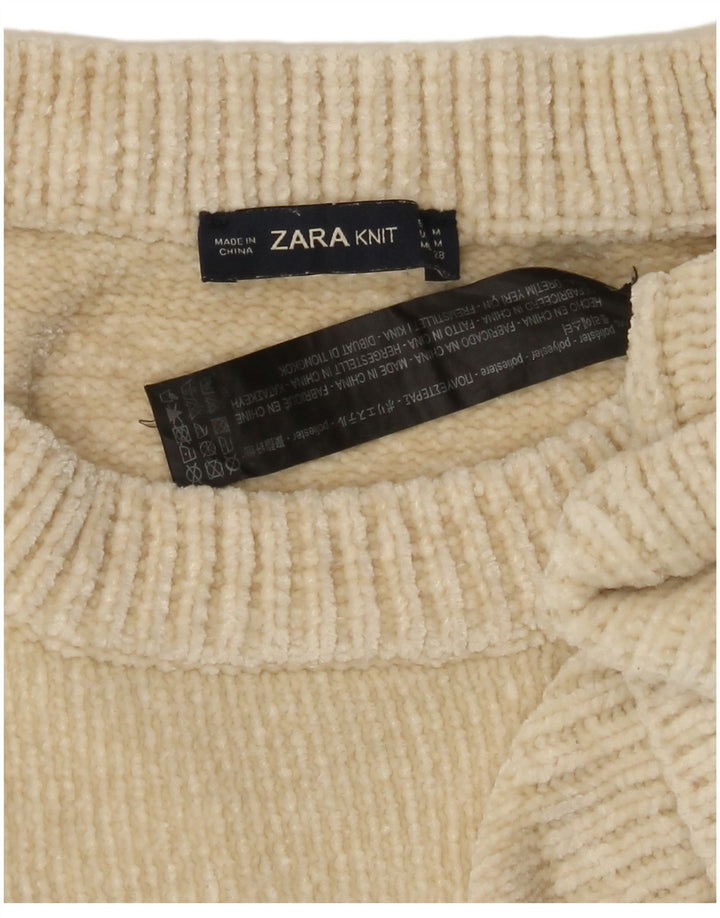 Damski sweter oversize ZARA z dekoltem w łódkę UK 14 średni beż