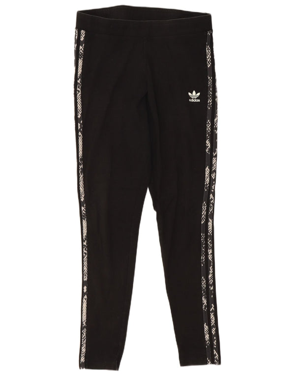 Legginsy damskie Adidas, średnie, czarne, bawełniane, z nadrukiem zwierzęcym
